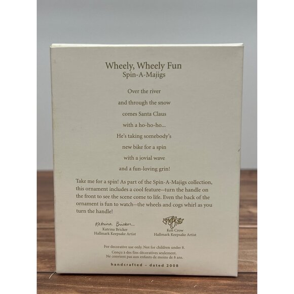 2008 HALLMARK ORNAMENT QP1121 WHEELY  WHEELY FUN SPIN A MAJIG SANTA ON BIKE - Picture 3 of 8
